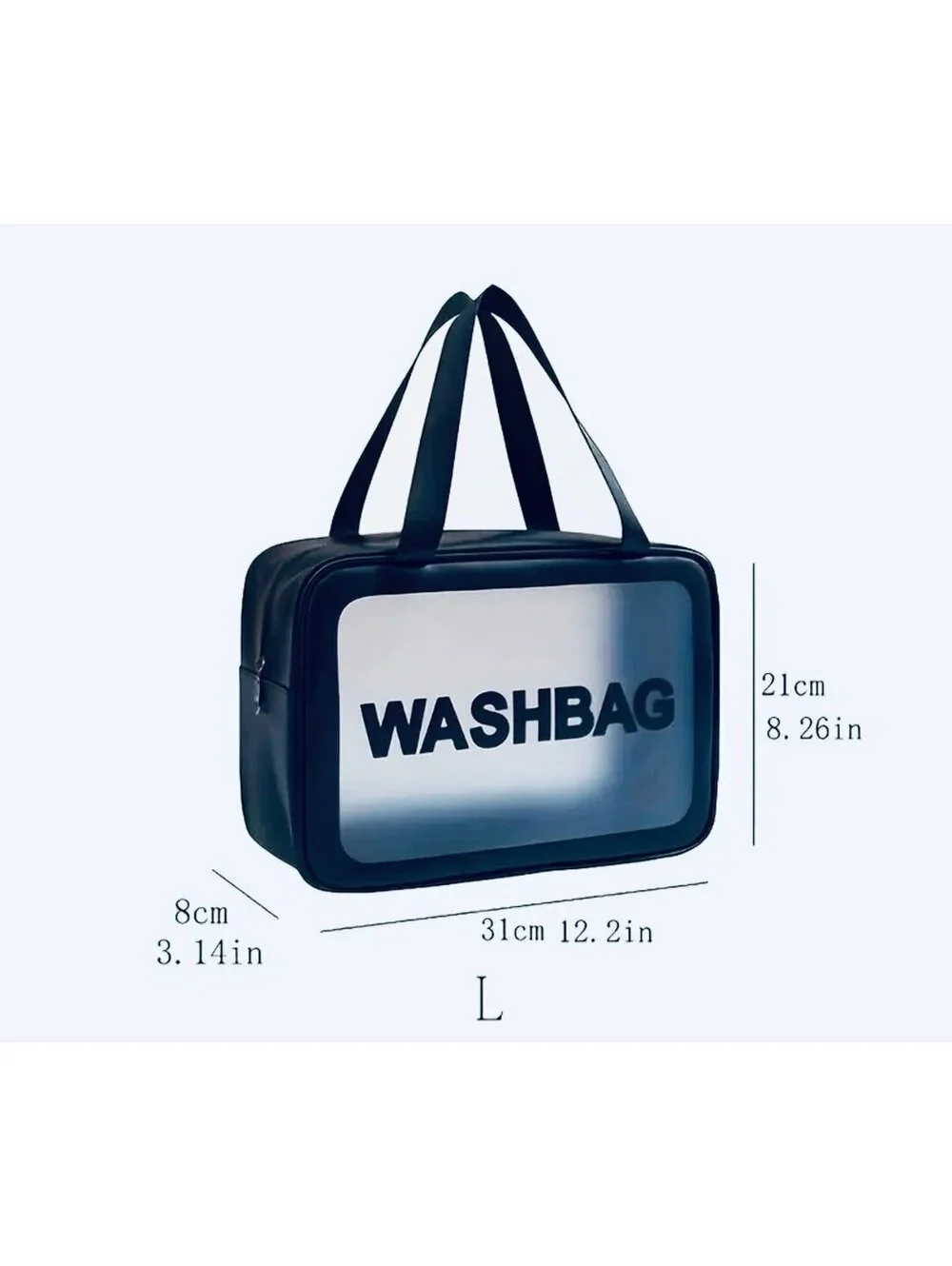 New - Transparent Faux Leather Makeup Bag - Pink /Clear